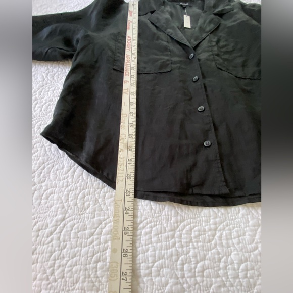 Madewell Resort Black Long Sleeve Collared Button Down Ramie Shirt Size M - Picture 11 of 11